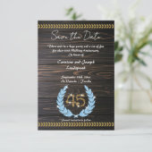Invitation Chic 45e anniversaire Bois et or Enregistrer la da (Debout devant)