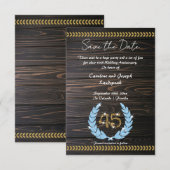 Invitation Chic 45e anniversaire Bois et or Enregistrer la da (Devant / Derrière)