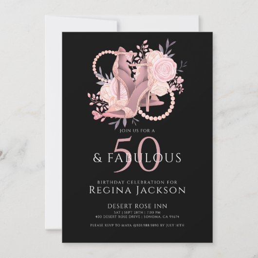 Invitation Chic 50 ans et fabuleux chaussures de danse fête d (Devant)