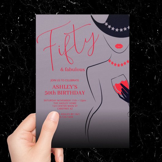 Invitation Chic 50 et Fabulous Lilac anniversaire