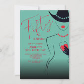 Invitation Chic 50 et Fabulous Turquoise Anniversaire (Devant)