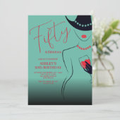 Invitation Chic 50 et Fabulous Turquoise Anniversaire (Debout devant)