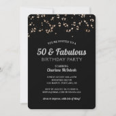 Invitation Chic 50 & Fabulous Black Gold Silver 50e anniversa (Devant)