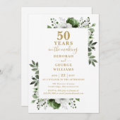 Invitation Chic 50e anniversaire de Mariage Monogramme Floral (Devant / Derrière)