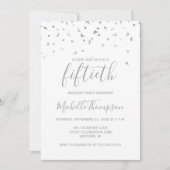 Invitation Chic 50e fête d'anniversaire Argent Confetti Invit (Devant)