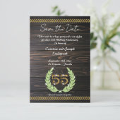 Invitation Chic 55e anniversaire Bois et or Enregistrer la da (Debout devant)