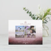 Invitation Chic 5 Photos Bourgogne Aquarelle Mariage Abstrait (Debout devant)