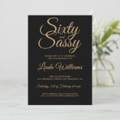 Invitation Chic 60 et Sassy Black Gold 60th Birthday Party (Debout devant)