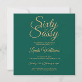 Invitation Chic 60 et Sassy Green Gold 60th Birthday Party (Devant)