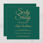 Invitation Chic 60 et Sassy Green Gold 60th Birthday Party<br><div class="desc">Célébrez votre 60e anniversaire avec ce design moderne de 60e anniversaire en vert émeraude et or, une invitation chic de 60e anniversaire que vous pouvez simplement personnaliser et envoyer pour votre soixantième anniversaire fête. Les mots soixante et sassy sont en fausse parties scintillant dorée et mis en utilisant la calligraphie...</div>