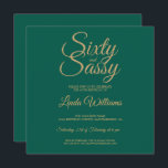 Invitation Chic 60 et Sassy Green Gold 60th Birthday Party<br><div class="desc">Célébrez votre 60e anniversaire avec ce design moderne de 60e anniversaire en vert émeraude et or, une invitation chic de 60e anniversaire que vous pouvez simplement personnaliser et envoyer pour votre soixantième anniversaire fête. Les mots soixante et sassy sont en fausse parties scintillant dorée et mis en utilisant la calligraphie...</div>