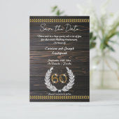 Invitation Chic 60e anniversaire Bois & Or Enregistrer la dat (Debout devant)