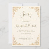 Invitation Chic 60ème Soixante Gold Frame Cream Anniversaire (Devant)