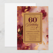 Invitation Chic 60th Birthday Marsala Blush Gold Boho Invite (Devant / Derrière)