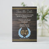 Invitation Chic 65e anniversaire Bois & Or Enregistrer la dat (Debout devant)