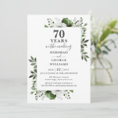 Invitation Chic 70e anniversaire de Mariage Monogramme Floral (Debout devant)