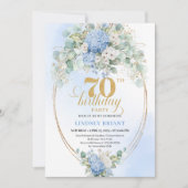 Invitation Chic 70th Birthday Pastel Blue Hydrangea Invites (Devant)
