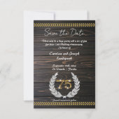 Invitation Chic 75e anniversaire Bois & Or Enregistrer la dat (Devant)