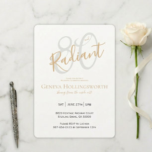 Invitation Chic 80e Anniversaire Argent Or Typographie Hommag