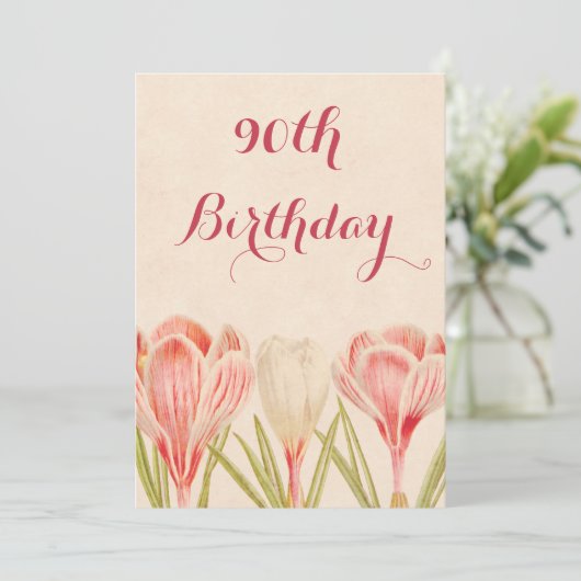Invitation Chic 90e anniversaire Crocus de printemps (Debout devant)