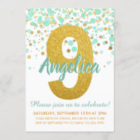 Chic 9e Anniversaire Monnaie Vert Parties scintill