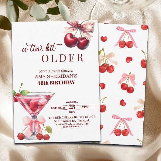 Invitation Chic A Tini Bit Older Cherry Martini 48th Birthday