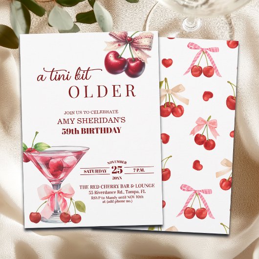 Invitation Chic A Tini Bit Older Cherry Martini 59th Birthday