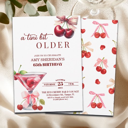 Invitation Chic A Tini Bit Older Cherry Martini 65th Birthday