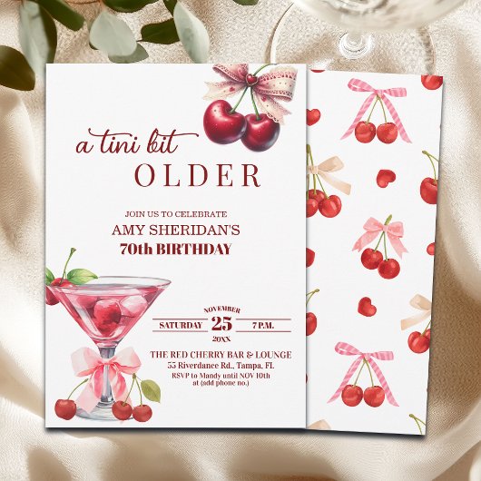 Invitation Chic A Tini Bit Older Cherry Martini 70th Birthday
