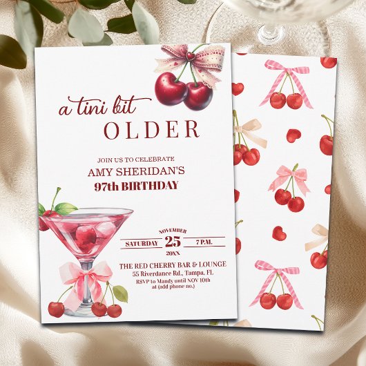 Invitation Chic A Tini Bit Older Cherry Martini 97th Birthday