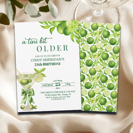 Invitation Chic A Tini Bit Older Lime Martini 24th Birthday