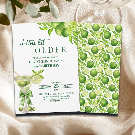 Invitation Chic A Tini Bit Older Lime Martini 33rd Birthday
