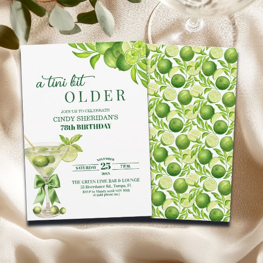 Invitation Chic A Tini Bit Older Lime Martini 78th Birthday