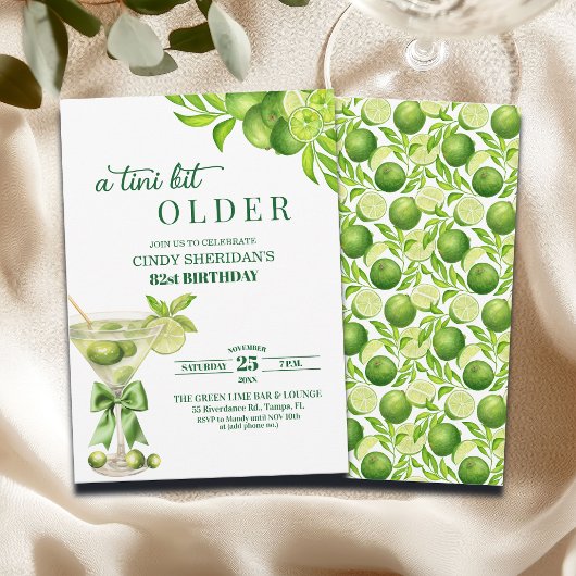 Invitation Chic A Tini Bit Older Lime Martini 82nd Birthday
