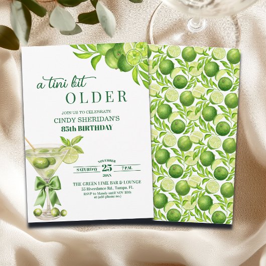 Invitation Chic A Tini Bit Older Lime Martini 85th Birthday