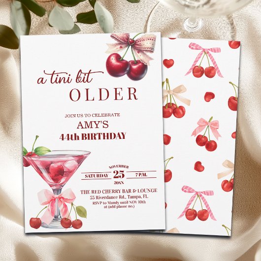 Invitation Chic A Tini Un peu plus vieux Cherry Martini 44e A