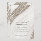 Invitation Chic Abstrait en marbre doré clair Agate Renouvell (Devant / Derrière)
