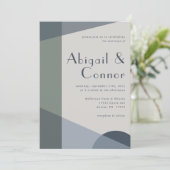 Invitation Chic Abstrait géométrique Sage Marine Dusty Blue (Debout devant)