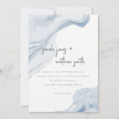 Invitation Chic Abstrait Mer Bleue Douce Plage Mariage (Devant)
