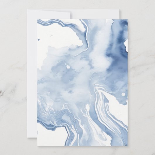 Invitation Chic Abstrait Mer Bleue Douce Plage Mariage (Dos)