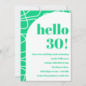 Invitation Chic Abstrait Moderne Ligne Art Vert Anniversaire (Devant)