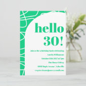 Invitation Chic Abstrait Moderne Ligne Art Vert Anniversaire (Debout devant)