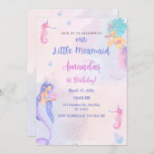 Invitation Chic Adorable Sirène 1er anniversaire (Devant / Derrière)