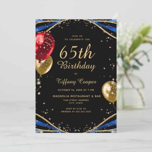 Invitation Chic Agate 65e anniversaire (Debout devant)