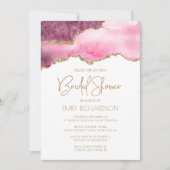 Invitation Chic Agate Géode Rose Gold Fête des mariées (Devant)
