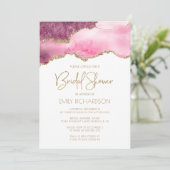 Invitation Chic Agate Géode Rose Gold Fête des mariées (Debout devant)
