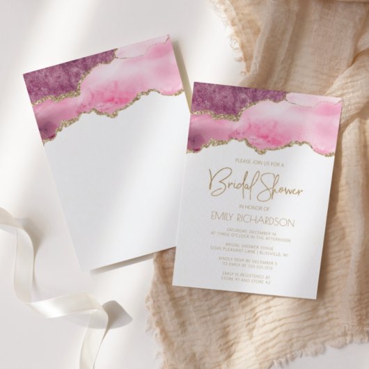 Invitation Chic Agate Géode Rose Gold Fête des mariées