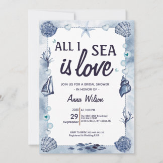 Invitation Chic All I Sea Is Love Bridal Shower Watercolor
