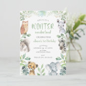 Invitation Chic Animaux d'hiver Onederland 1er anniversaire (Debout devant)