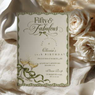 Invitation Chic Anniversaire Cinquante Ans Fabulueux Rayé Oli
